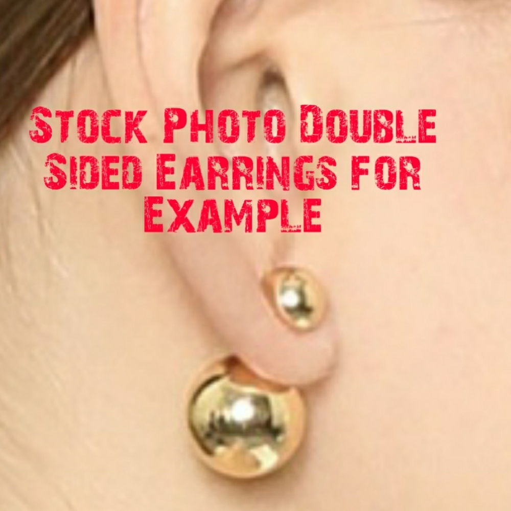 🎀Classic Double Sided Earrings, black🎀 - Picture 4 of 4